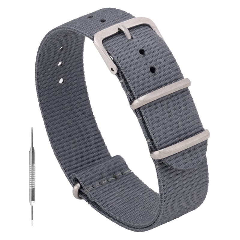 Benchmark Basics Nylon Watch Band - Waterproof Ballistic Nylon One-Piece Military Watch Straps for Men & Women (20mm, Slate Grey) - Image 1